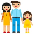 Vector illustration of a happy mom, dad and daughter.